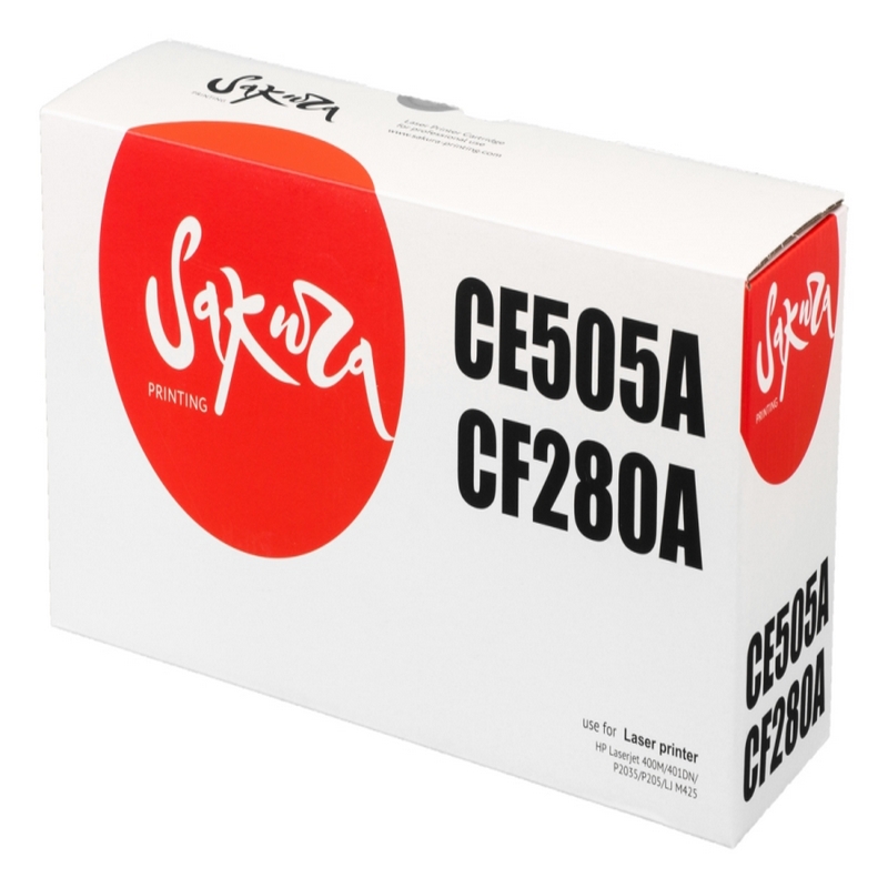 Картридж Sakura CE505A CF280A для HP, черный, 2700 к.