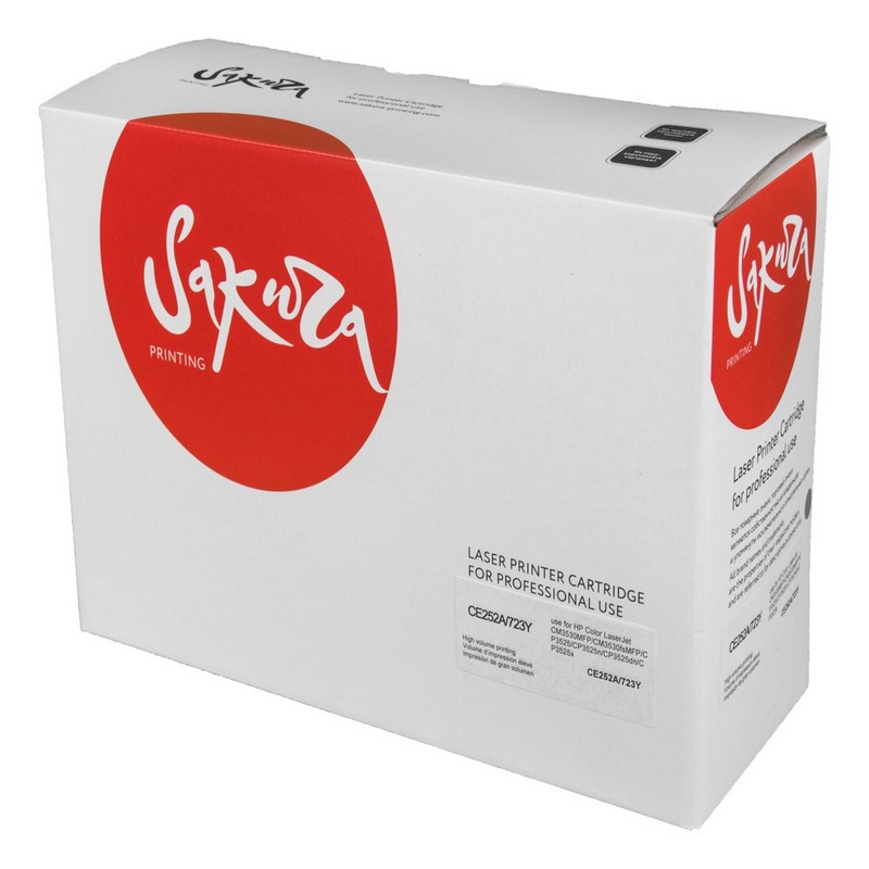 Картридж Sakura CE252A 723 Y для HP, Canon, желтый, 7000 к.