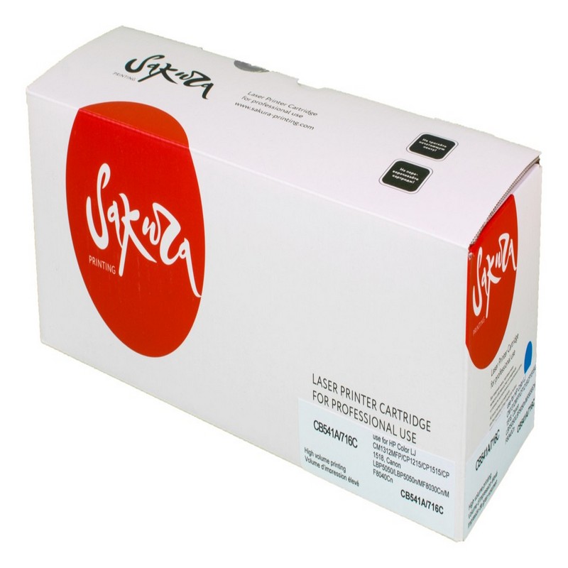 Картридж Sakura CB541A 716C для HP, Canon, голубой, 1500 к.