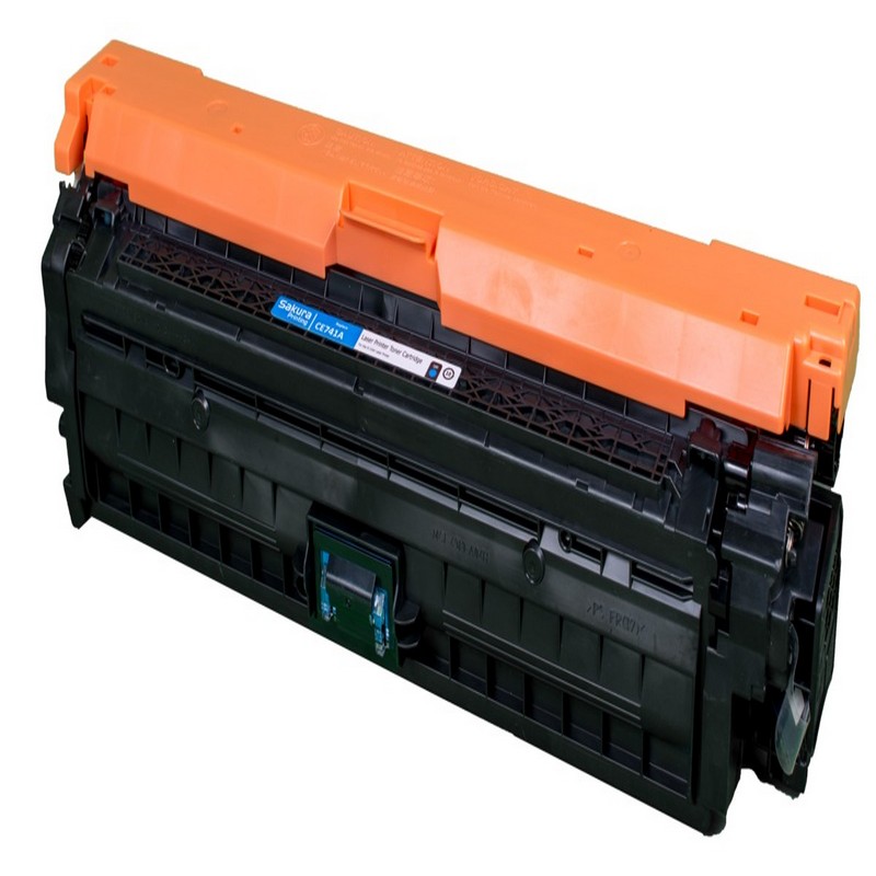Картридж Sakura CE741A (307A) для HP, голубой, 7300 к.