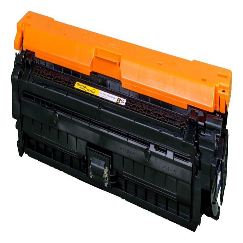 Картридж Sakura CE742A (307A) для HP, желтый, 7300 к.