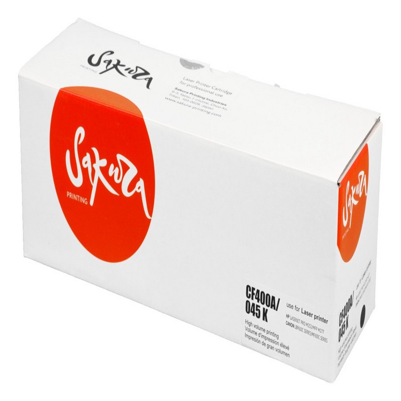 Картридж Sakura CF400A 045 BK для HP, Canon, черный, 1400 к.