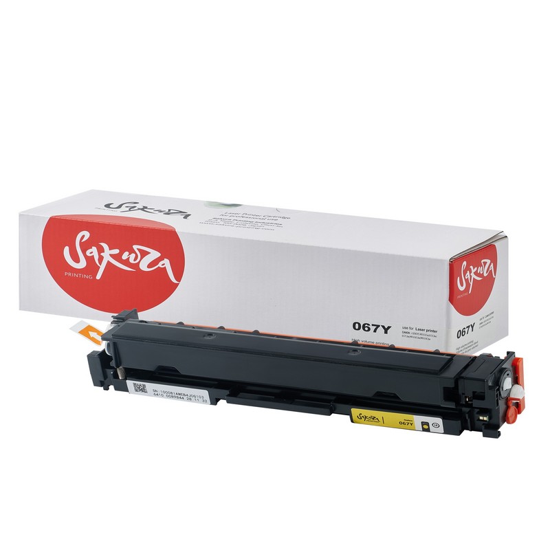 Картридж Sakura 067 Y ECO (5099C002) для Canon i-SENSYS LBP631/LBP633/MF651/MF655/MF657, желтый, 1300к. ECO (чип без счетчика копий)