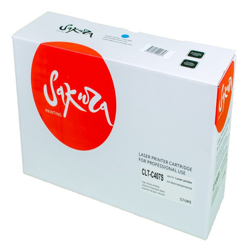 Картридж Sakura CLT-C407S для Samsung, голубой, 1000 к.