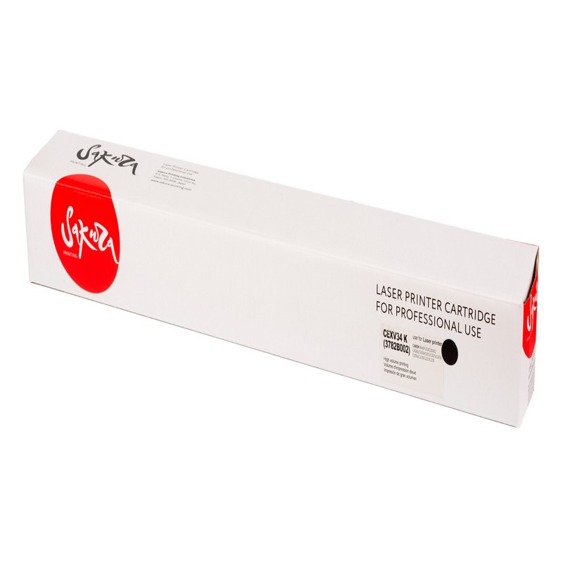 Тонер-туба Sakura C-EXV34 BK для Canon IRADVANCEC2020/ADVANCEC2025/ADVANCEC2030/ADVANCEC2220/ADVANCEC2225/ADVANCEC2230, черный, 23000 к.