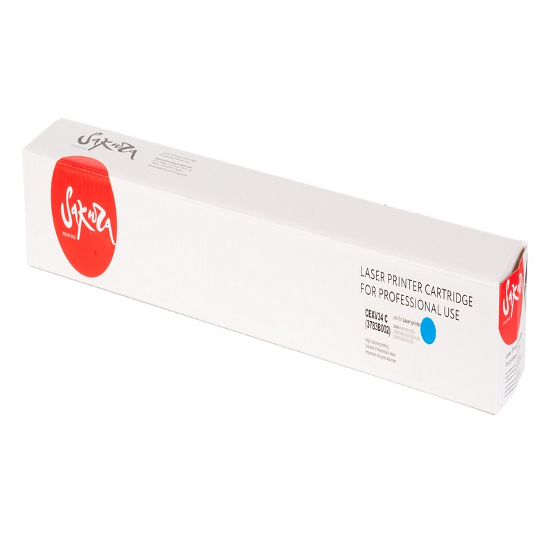 Тонер-туба Sakura C-EXV34 C для Canon IRADVANCEC2020/ADVANCEC2025/ADVANCEC2030/ADVANCEC2220/ADVANCEC2225/ADVANCEC2230, голубой, 19000 к.