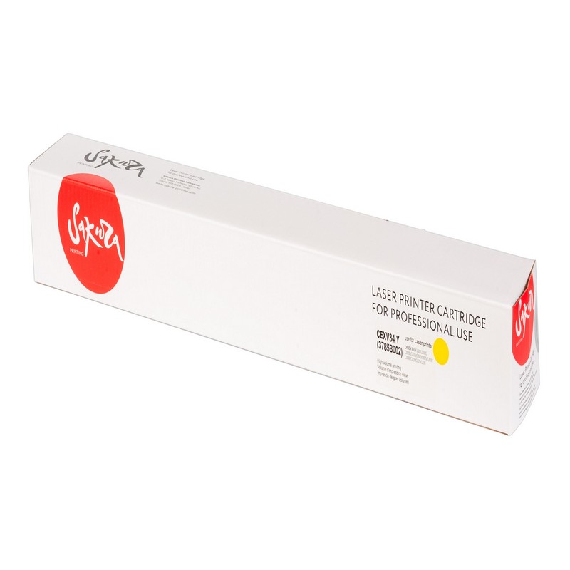 Тонер-туба Sakura C-EXV34 Y для Canon LBP C2020/ LBP C2025/ LBP C2030/ LBP C2220/ LBP C2225/ LBP C2230, желтый, 19000 к.