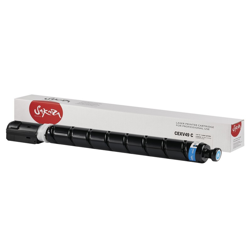 Тонер-туба Sakura C-EXV49 C (8525B002) для Canon IRADVANCE C3320/C3320i/C3325i/EC3330i/C3520iMFP, голубой, 19000 к.