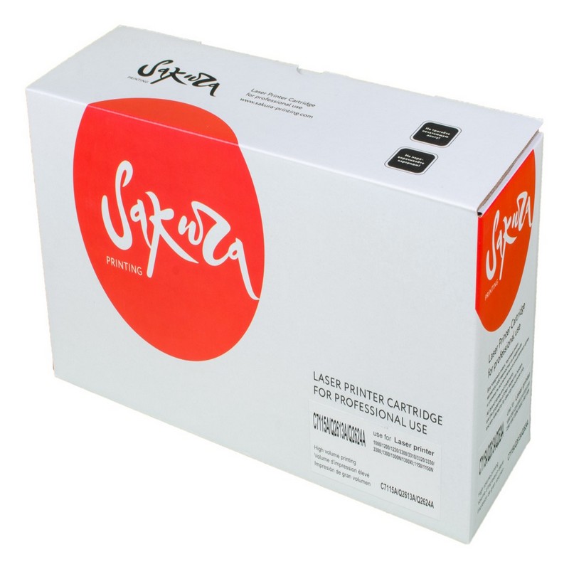 Картридж Sakura C7115A Q2613A Q2624A для HP, черный, 2500 к.