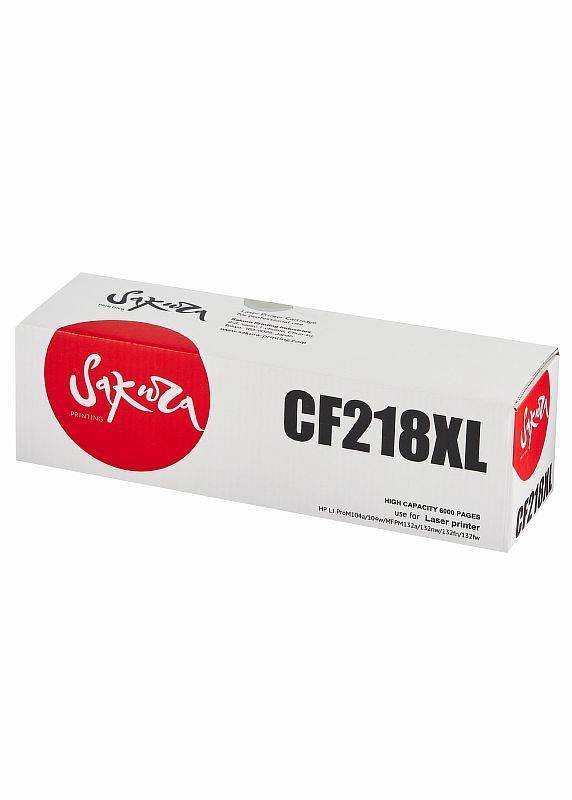 Картридж Sakura CF218XL для HP LJ m104a/LJ m104w/LJ m132a/LJ m132fn/LJ m132fw/LJ m132nw, черный, 6000 к.