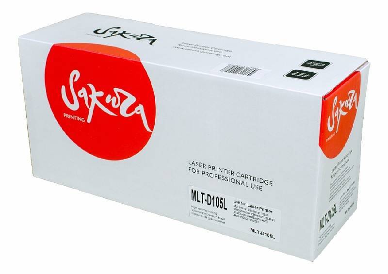Картридж Sakura MLTD105L для Samsung ML-1910 ML-1911 SF65 ML-1915 16004623 SF650 ML-2525 ML-2580 ML-4600 ML-4601 ML-4605 ML-4610, черный, 2500 к.